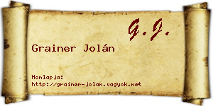 Grainer Jolán névjegykártya